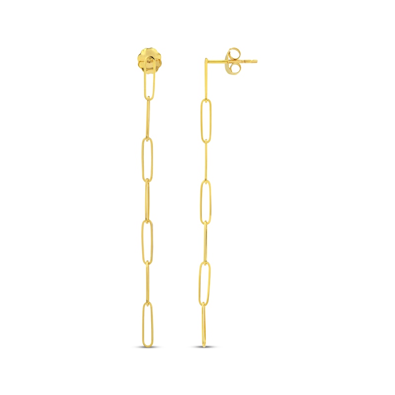 Main Image 3 of Paperclip Chain Dangle Earrings 14K Yellow Gold