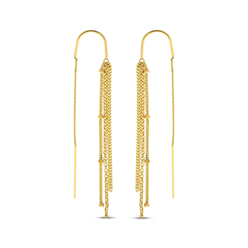 Main Image 1 of Multi-Chain Dangle Threader Earrings 14K Yellow Gold