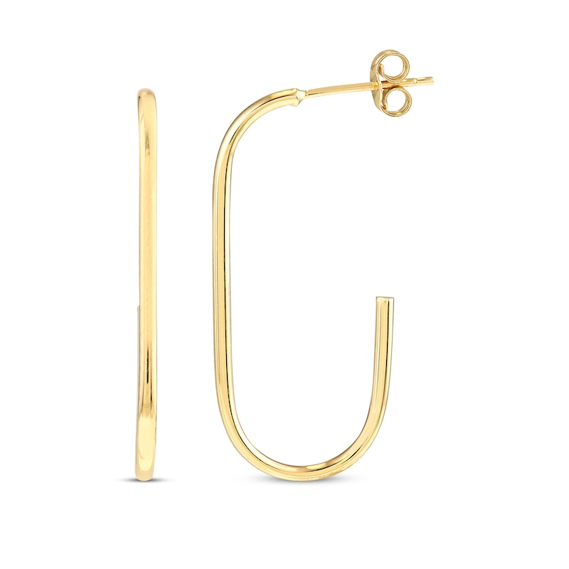 Main Image 3 of Paperclip Hoop Earring 14K Yellow Gold