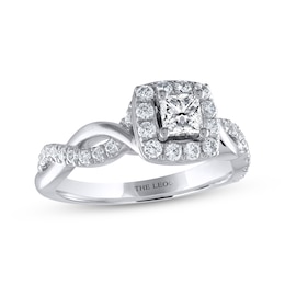 THE LEO Diamond Princess-Cut Halo Engagement Ring 3/4 ct tw 14K White Gold