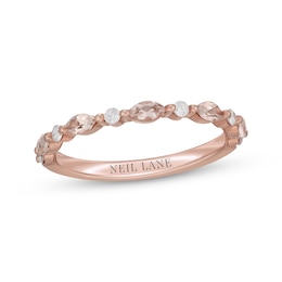 Neil Lane Marquise-Cut Morganite & Round-Cut Diamond Anniversary Ring 1/8 14K Rose Gold