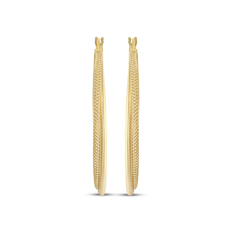 Reaura Two-Row Crossover Hoop Earrings Repurposed 14K Yellow Gold 32mm