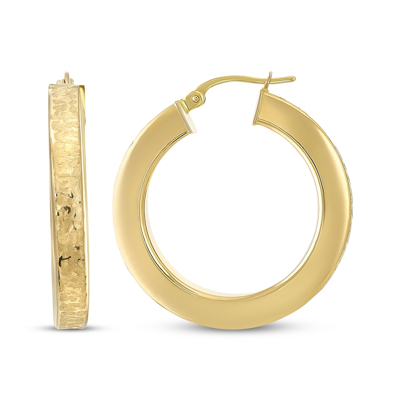 Main Image 3 of Reaura Textured Hoop Earrings Repurposed 14K Yellow Gold 23mm