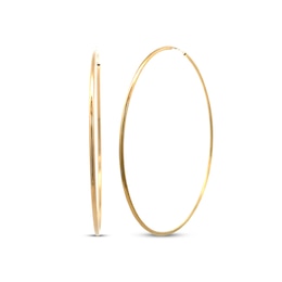 Endless Hoop Tube Earrings 14K Yellow Gold 70mm