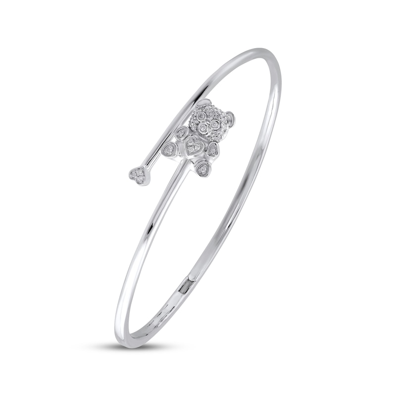 Main Image 2 of Teddy Bear Jewelry Collection Honoring St. Jude Diamond Flex Bangle Bracelet 1/10 ct tw Sterling Silver