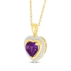 Thumbnail Image 2 of Heart-Shaped Amethyst & Diamond Necklace 1/8 ct tw 10K Yellow Gold 18&quot;