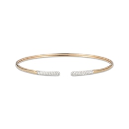 Diamond Pavé Tip Cuff Bangle Bracelet 1/3 ct tw 10K Yellow Gold