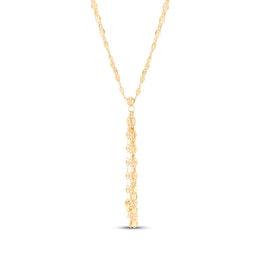 Y-Drop Tassel Mirror Chain Necklace 10K Yellow Gold 17&quot;