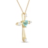 Thumbnail Image 2 of Heart-Shaped Natural Swiss Blue Topaz & Diamond Cross Necklace 1/10 ct tw 10K Yellow Gold 18&quot;