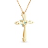 Thumbnail Image 3 of Heart-Shaped Natural Swiss Blue Topaz & Diamond Cross Necklace 1/10 ct tw 10K Yellow Gold 18&quot;