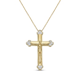 Diamond Crucifix Necklace 1/10 ct tw 14K Yellow Gold 18&quot;