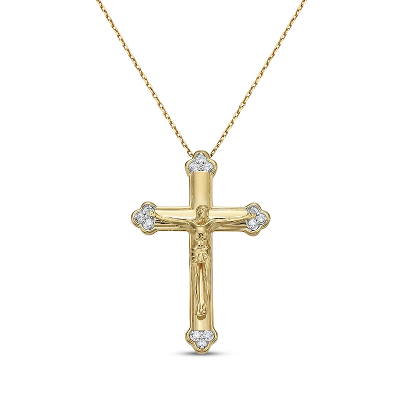 Main Image 1 of Diamond Crucifix Necklace 1/10 ct tw 14K Yellow Gold 18&quot;