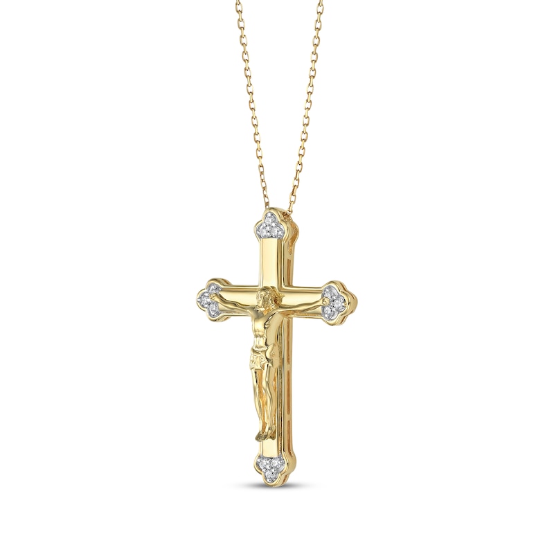 Main Image 2 of Diamond Crucifix Necklace 1/10 ct tw 14K Yellow Gold 18&quot;