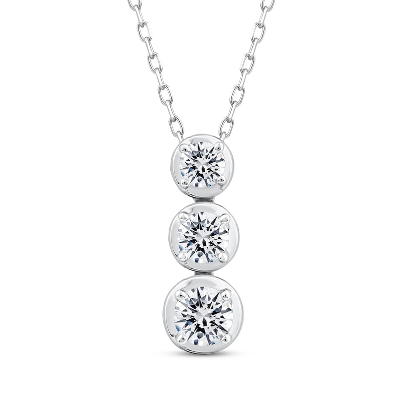 Main Image 1 of Memories Moments Magic Diamond Three-Stone Vertical Necklace 1 ct tw 10K White Gold 18&quot;