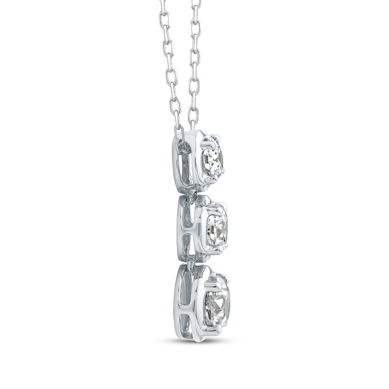 Main Image 2 of Memories Moments Magic Diamond Three-Stone Vertical Necklace 1 ct tw 10K White Gold 18&quot;