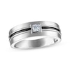 Thumbnail Image 1 of Men's Square-Cut Diamond Solitaire Wedding Band 1/4 ct tw 10K White Gold (I/I2)