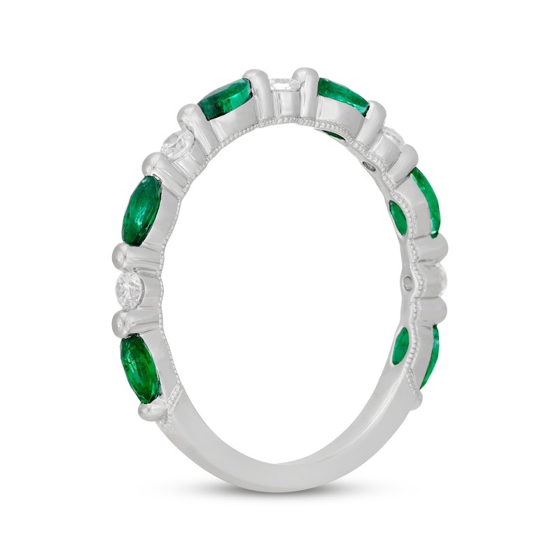 Main Image 2 of Neil Lane Marquise-Cut Natural Emerald & Diamond Anniversary Ring 1/6 ct tw 14K White Gold