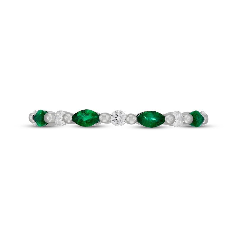 Main Image 3 of Neil Lane Marquise-Cut Natural Emerald & Diamond Anniversary Ring 1/6 ct tw 14K White Gold