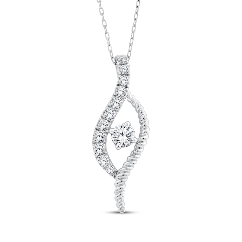 Main Image 1 of Threads of Love Diamond Swirl Necklace 1 ct tw 10K White Gold 18&quot;