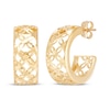 Thumbnail Image 1 of Openwork Flower J-Hoop Earrings 14K Yellow Gold