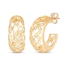 Thumbnail Image 1 of Openwork Flower J-Hoop Earrings 14K Yellow Gold