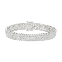 Diamond Chevron Link Bracelet 4 ct tw 10K White Gold 7&quot;