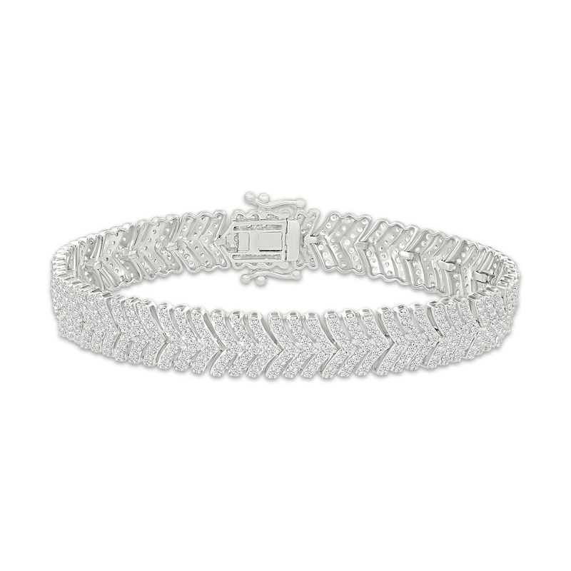 Main Image 1 of Diamond Chevron Link Bracelet 4 ct tw 10K White Gold 7&quot;