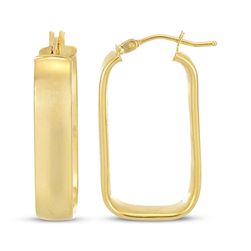 Main Image 3 of Rectangle Hoop Earrings 10K Yellow Gold 28mm