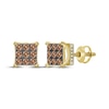 Thumbnail Image 0 of Men's Brown Diamond Square Stud Earrings 1 ct tw 10K Yellow Gold