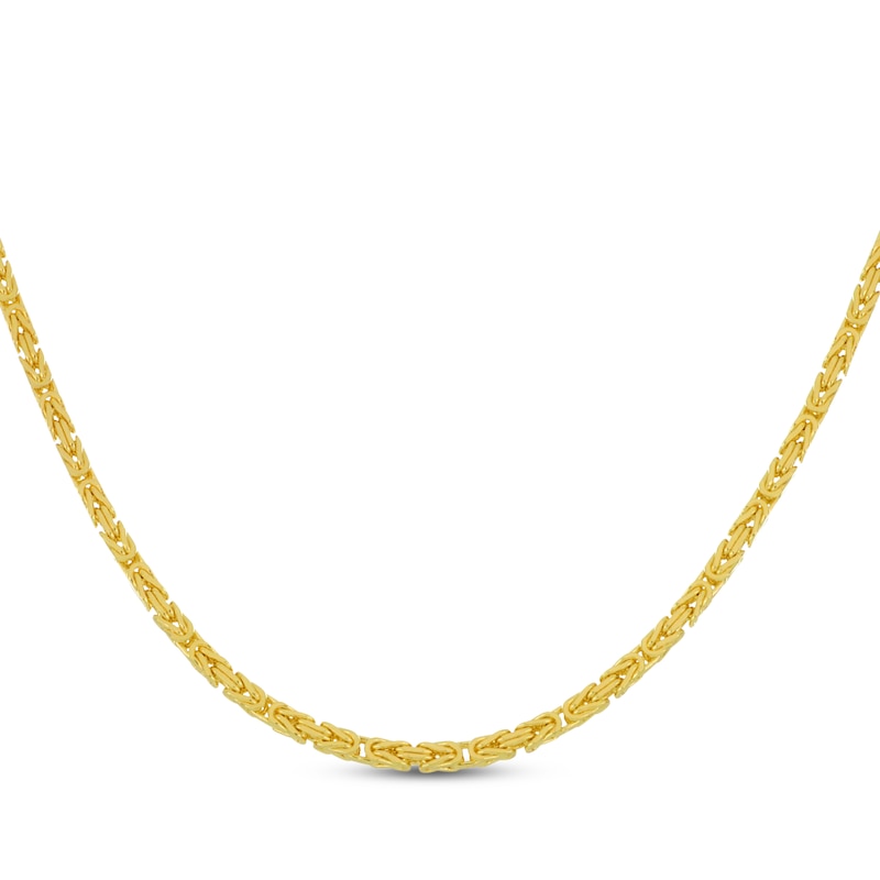 Solid Byzantine Chain Necklace 2.5mm 14K Yellow Gold 22"