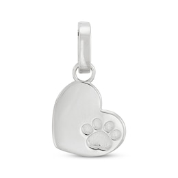 Charmed Memories Dog Paw Print in Heart Charm Sterling Silver