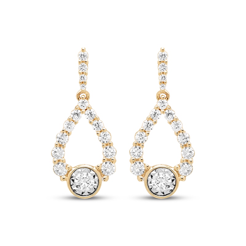 Milestones Diamond Teardrop Dangle Earrings 1/2 ct tw 10K Yellow Gold