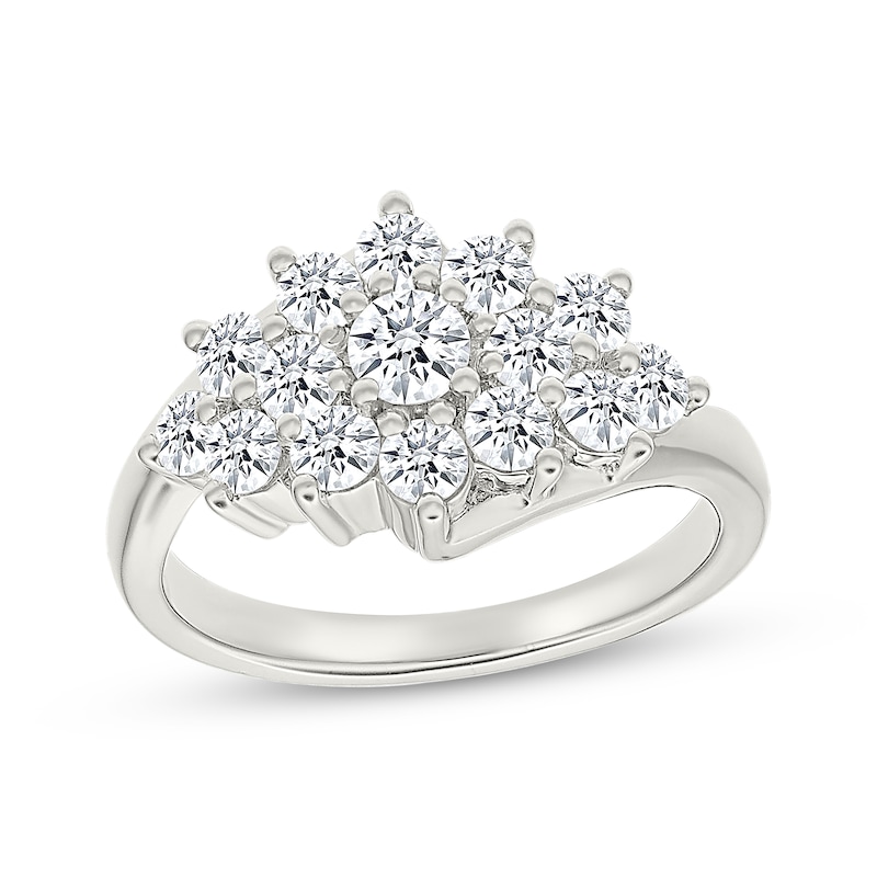 Main Image 1 of Lab-Grown Diamonds by KAY Pyramid Cluster Ring 1-1/4 ct tw 10K White Gold