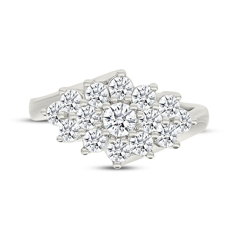 Main Image 4 of Lab-Grown Diamonds by KAY Pyramid Cluster Ring 1-1/4 ct tw 10K White Gold