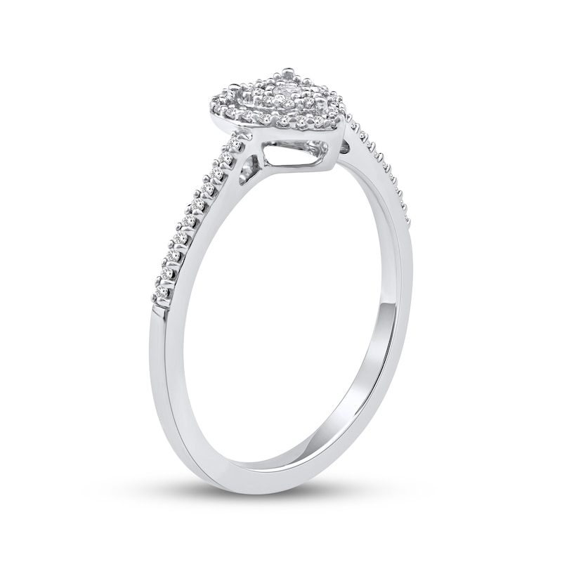 Main Image 2 of Multi-Diamond Heart-Shaped Halo Promise Ring 1/6 ct tw 10K White Gold