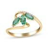 Thumbnail Image 1 of Marquise-Cut Natural Emerald & Diamond Accent Twist Ring 10K Yellow Gold