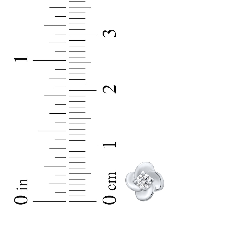 Main Image 4 of Round-Cut Diamond Solitaire Flower Earrings 1/5 ct tw 10K White Gold (I/I3)