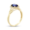 Thumbnail Image 2 of Cushion-Cut Blue Lab-Created Sapphire & Diamond Ring 1/10 ct tw 10K Yellow Gold