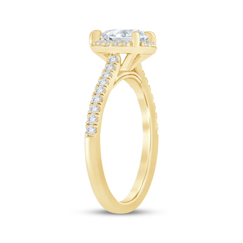 Main Image 2 of Lab-Grown Diamonds by KAY Pear-Shaped Halo Engagement Ring 3/4 ct tw 14K Yellow Gold