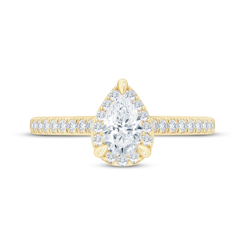 Main Image 3 of Lab-Grown Diamonds by KAY Pear-Shaped Halo Engagement Ring 3/4 ct tw 14K Yellow Gold