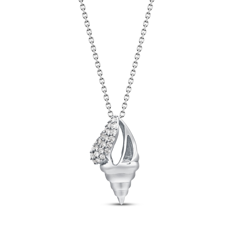 Main Image 1 of Diamond Seashell Necklace 1/8 ct tw Sterling Silver 18&quot;