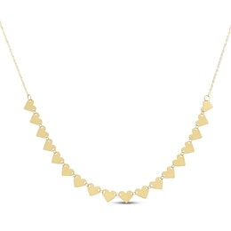 Polished Hearts Necklace 10K Yellow Gold 18"