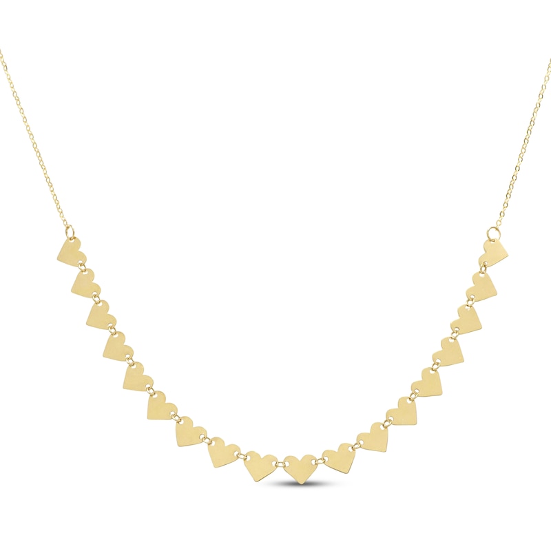 Main Image 1 of Polished Hearts Necklace 10K Yellow Gold 18&quot;