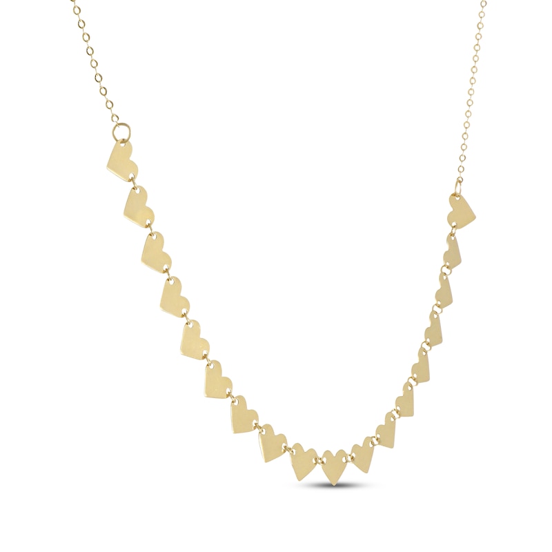 Main Image 2 of Polished Hearts Necklace 10K Yellow Gold 18&quot;