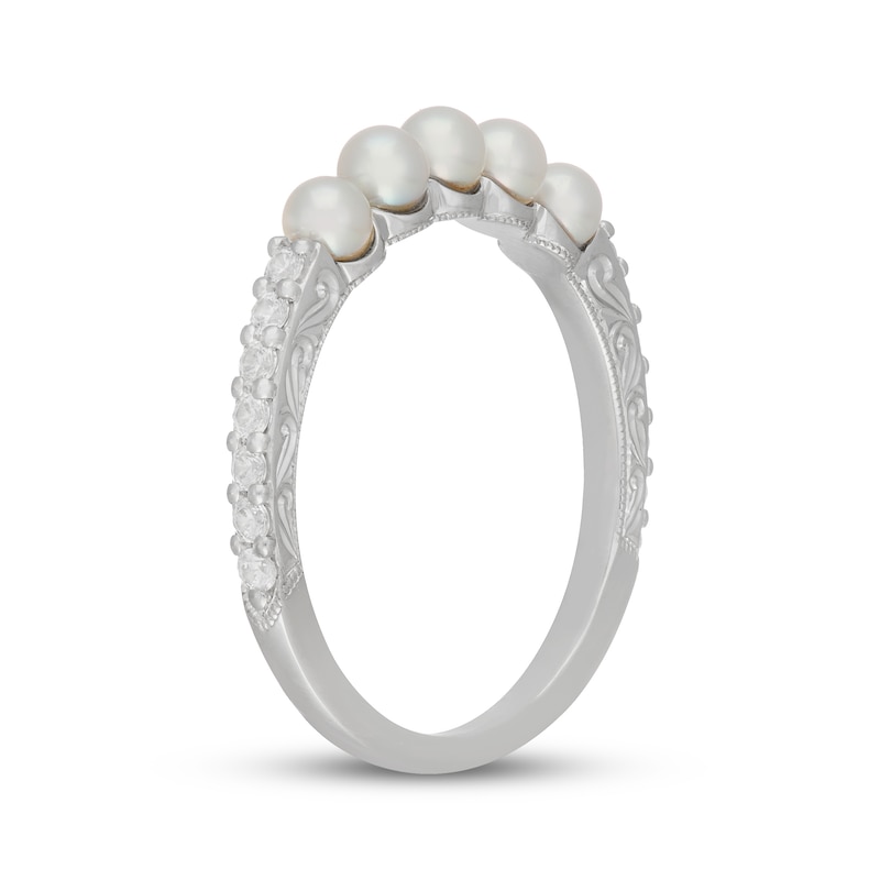 Main Image 2 of Neil Lane Cultured Akoya Pearl & Diamond Anniversary Ring 1/4 ct tw 14K White Gold