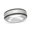 Thumbnail Image 1 of Neil Lane Men’s Black Diamond Hammered Wedding Band 1/3 ct tw 14K White Gold