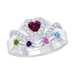 Mother's Heart-Shaped Family Birthstone Twist Ring
