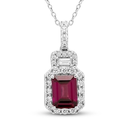 Neil Lane Garnet & Diamond Necklace 1/2 ct tw 14K White Gold 19&quot;