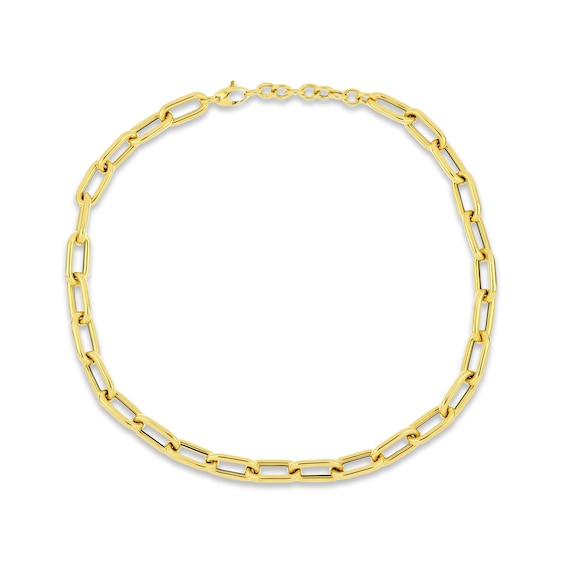 Paperclip Necklace Hollow 10K Yellow Gold 18"