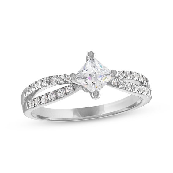 Now + Forever Princess-Cut Diamond Split Shank Engagement Ring 3/4 ct tw 14K White Gold